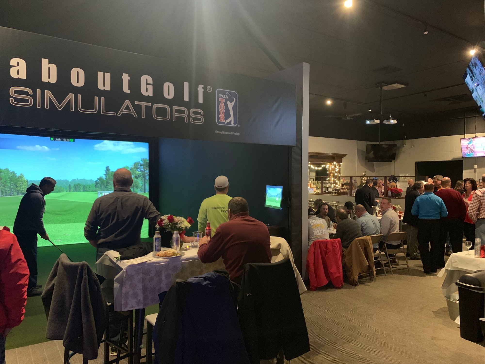 Corporate event and private party space with multiple golf simulators